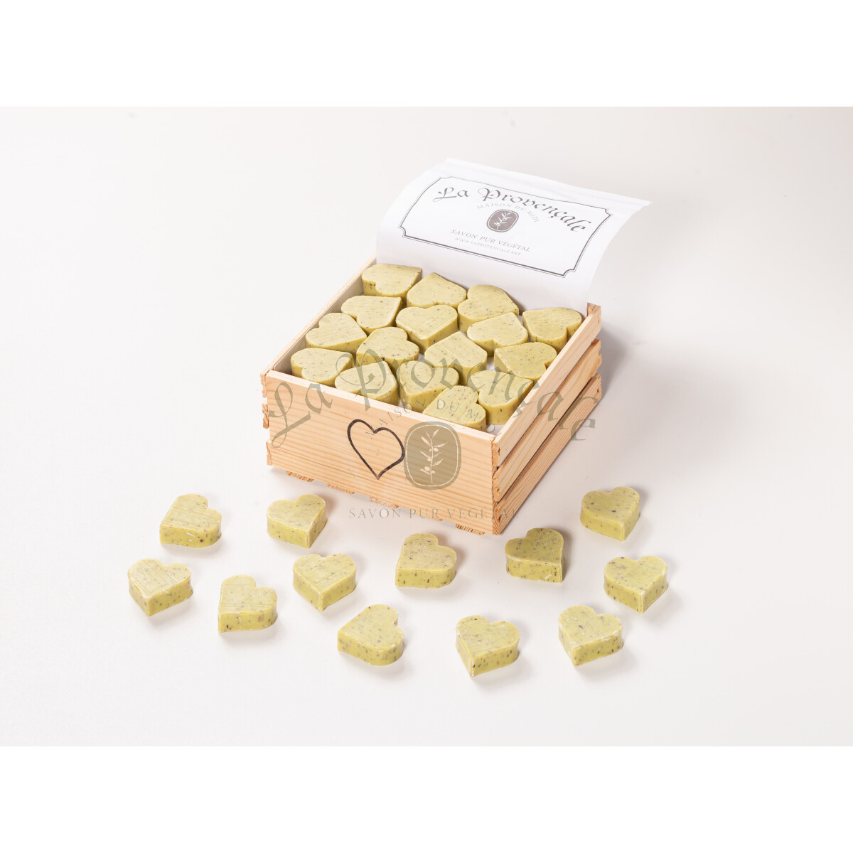 Motivseife Herzform Limette-Basilikum 30 box