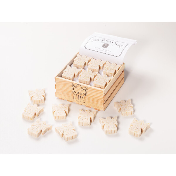 Weihnachtliche Motivseife Glocke 45 g „Rote Früchte“Motivseife Engel 50 g „Baumwolle“