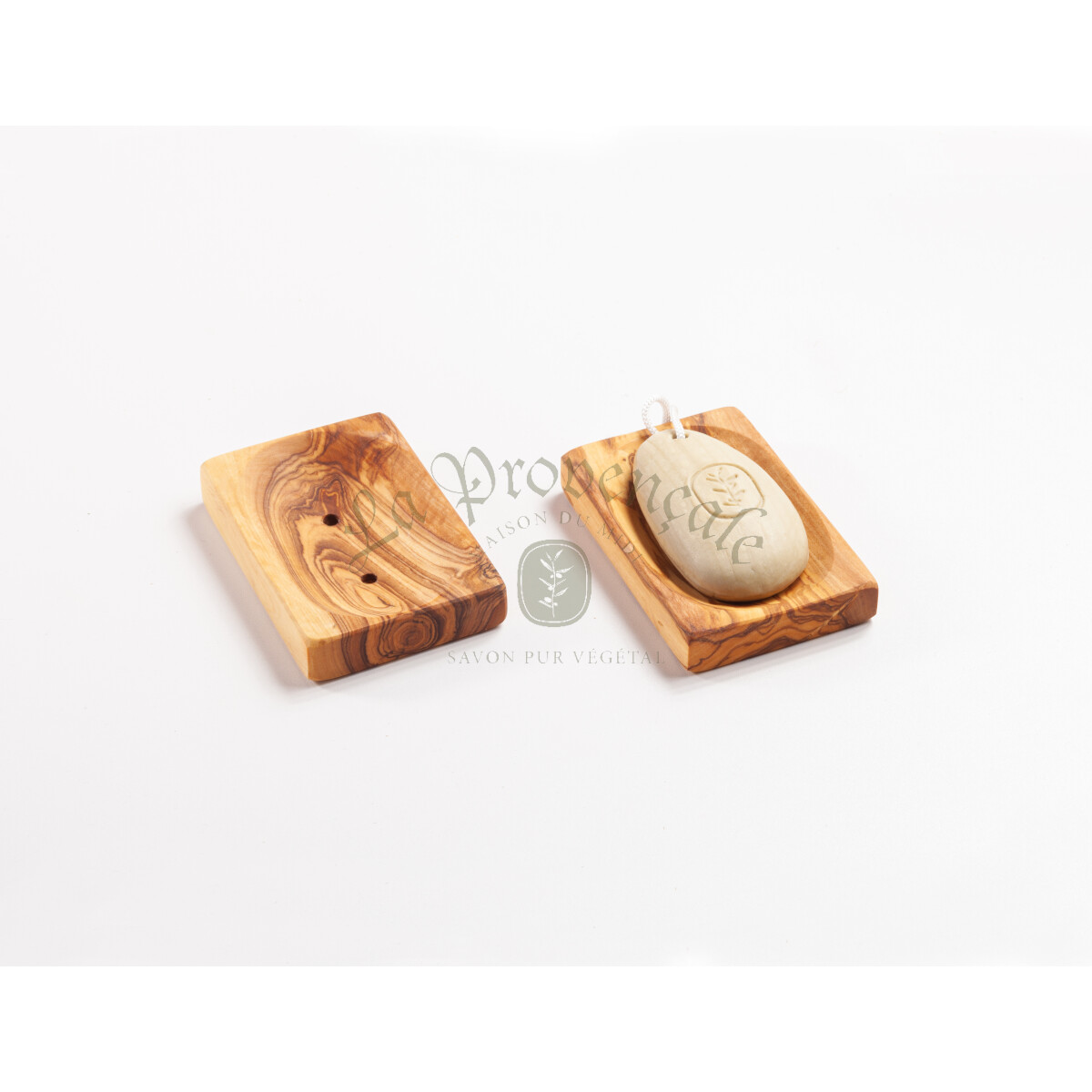Seifenablage aus Olivenholz, eckig flach ca.11 x 7 x 1,5cm.