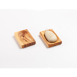 Seifenablage aus Olivenholz, eckig flach ca.11 x 7 x 1,5cm.