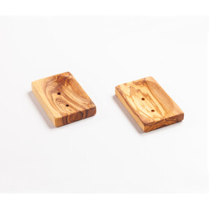 Seifenablage aus Olivenholz, eckig flach ca.11 x 7 x 1,5cm.