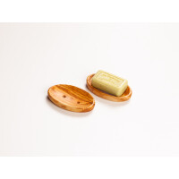 Seifenablage aus Olivenholz, eckig-oval, ca. 13 × 8 cm